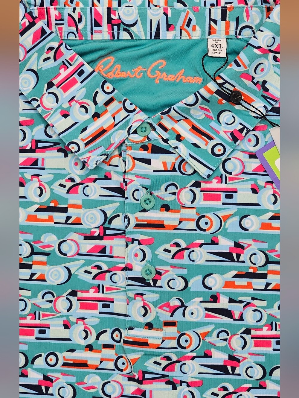 Robert Graham Auto Expo Polo Shirt Race Cars UV Golf Men’s Size 4XL NWT